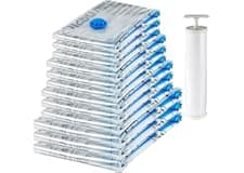 Amazon Basics bolsas de vacío para almacenamiento, incluyen boca para aspirador, 12 Unidad, 3 extragrandes, 3 grandes, 3 medianas y 3 pequeñas, Cremallera, Blanco