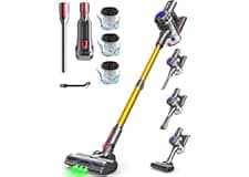 VACTechPro V15 Aspiradora sin Cable,35kPa Aspirador de Mano,6 en 1 Inalámbrica con 35minutos de autonomía y batería extraíble,Aspirador Escoba Ideal para Pelo de Mascota/Alfombra/Suelo Duro&Oro